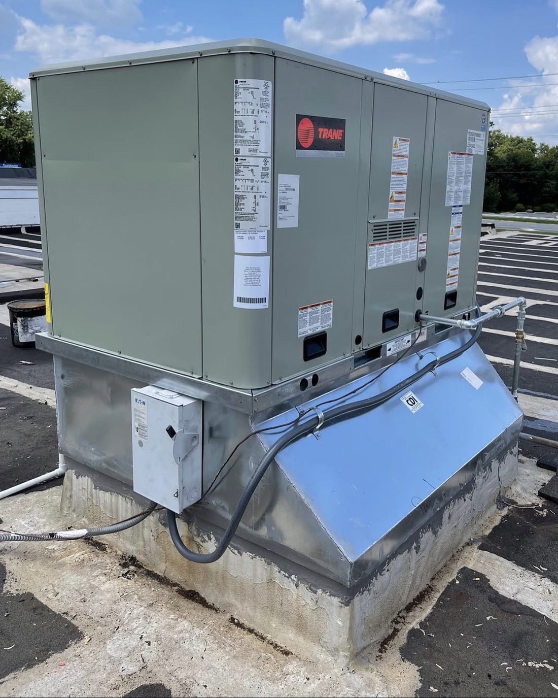 Trane commercial rooftop packaged HVAC unit serviced by Lumen Heating and Cooling