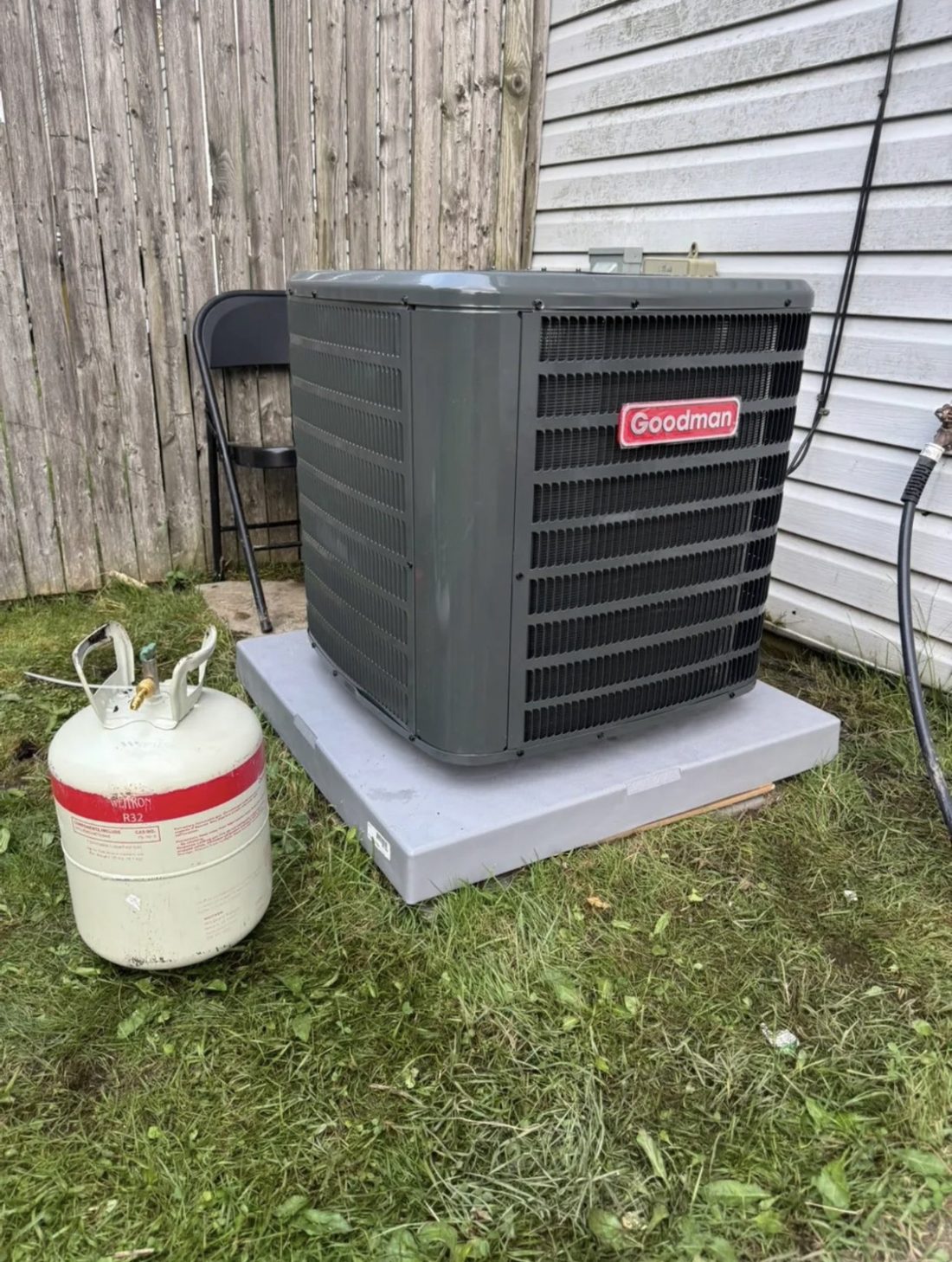 New Goodman air conditioning condenser installed by Lumen Heating and Cooling